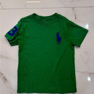 Ralph Lauren Green Tee with Blue Polo Pony and Sleeve Number